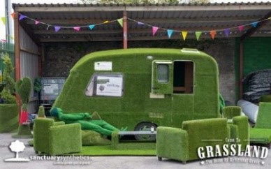 Artificial grass caravan 